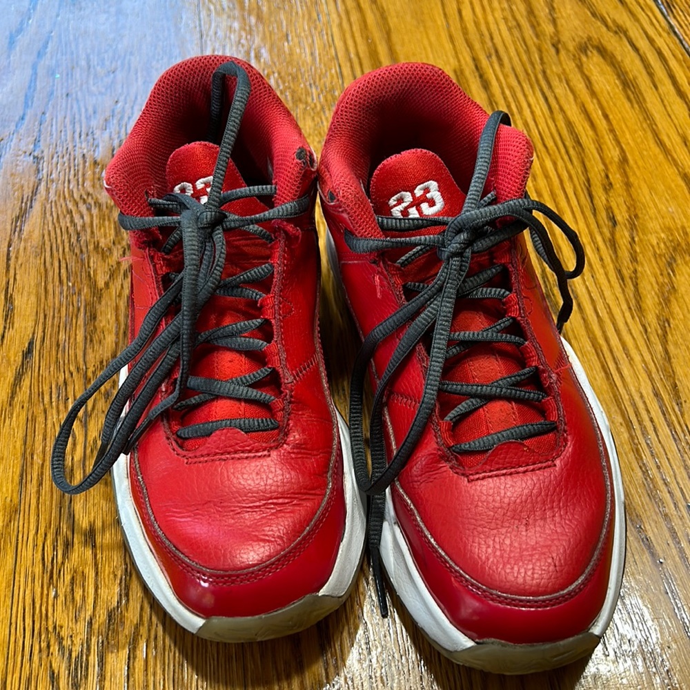 Jordan Max Aura red sneakers.  Youth size 4.5.  Good Used Condition.